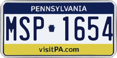 PA license plate MSP1654