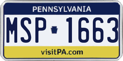 PA license plate MSP1663