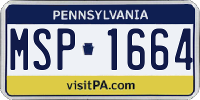 PA license plate MSP1664