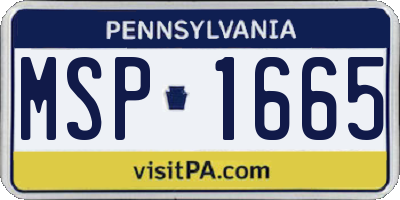 PA license plate MSP1665