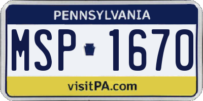 PA license plate MSP1670