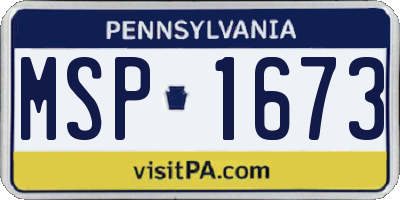 PA license plate MSP1673