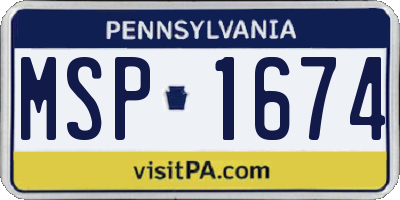 PA license plate MSP1674