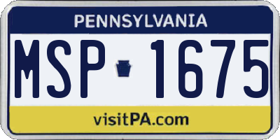 PA license plate MSP1675