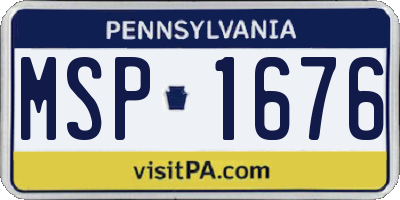 PA license plate MSP1676