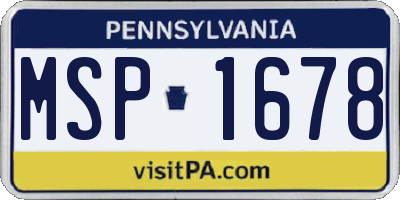 PA license plate MSP1678