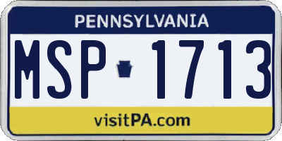 PA license plate MSP1713