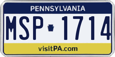 PA license plate MSP1714
