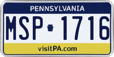 PA license plate MSP1716