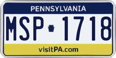 PA license plate MSP1718