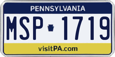 PA license plate MSP1719