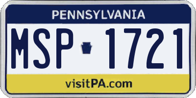 PA license plate MSP1721