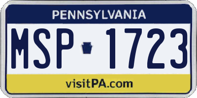 PA license plate MSP1723