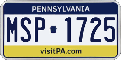 PA license plate MSP1725