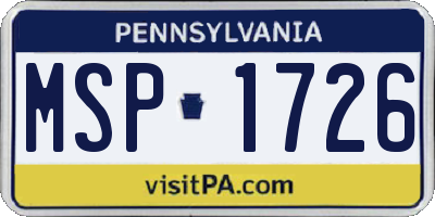 PA license plate MSP1726