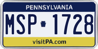PA license plate MSP1728