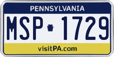 PA license plate MSP1729