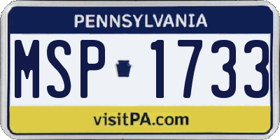 PA license plate MSP1733