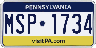 PA license plate MSP1734