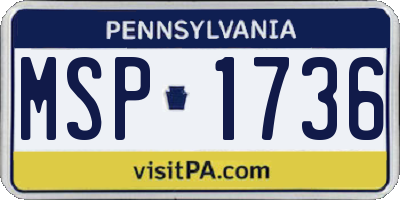 PA license plate MSP1736