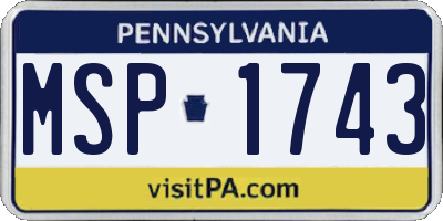 PA license plate MSP1743