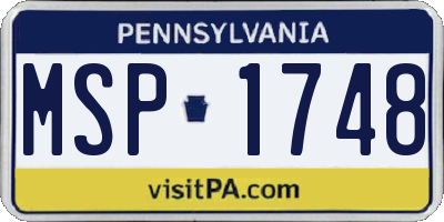 PA license plate MSP1748