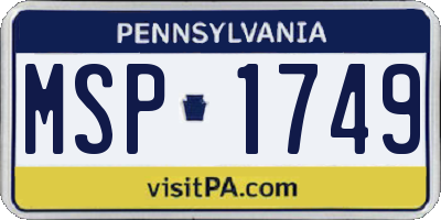 PA license plate MSP1749