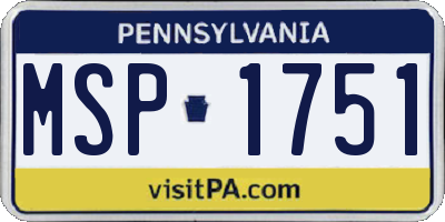PA license plate MSP1751