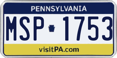 PA license plate MSP1753