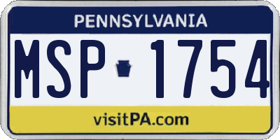 PA license plate MSP1754