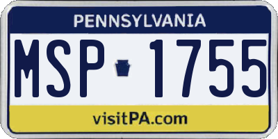 PA license plate MSP1755