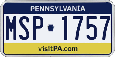PA license plate MSP1757