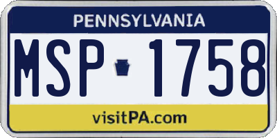 PA license plate MSP1758