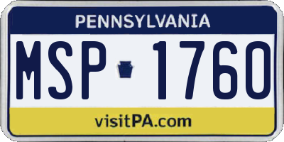 PA license plate MSP1760