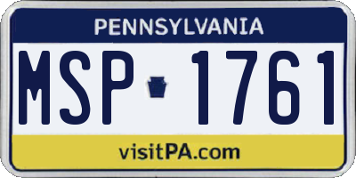 PA license plate MSP1761