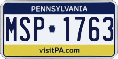 PA license plate MSP1763