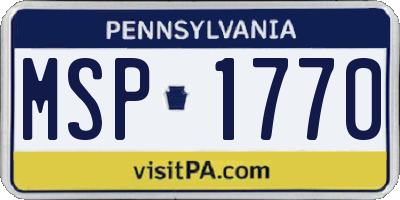 PA license plate MSP1770