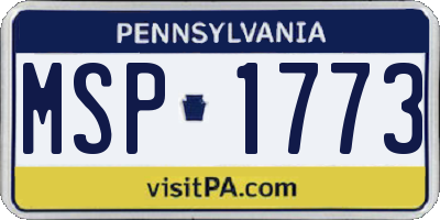 PA license plate MSP1773