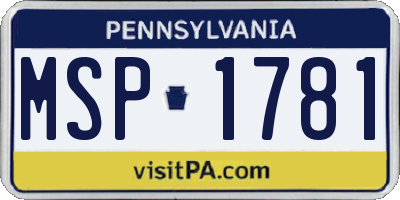PA license plate MSP1781