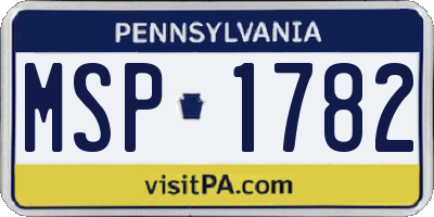 PA license plate MSP1782