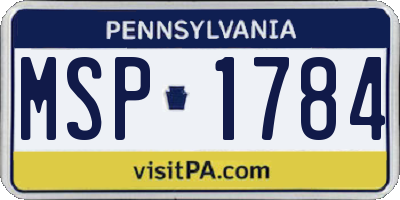 PA license plate MSP1784