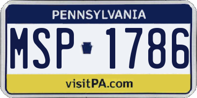 PA license plate MSP1786