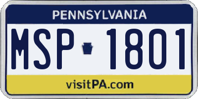 PA license plate MSP1801