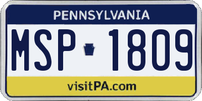 PA license plate MSP1809