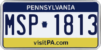PA license plate MSP1813