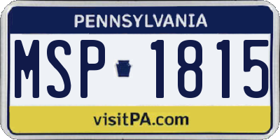 PA license plate MSP1815