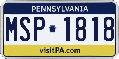 PA license plate MSP1818