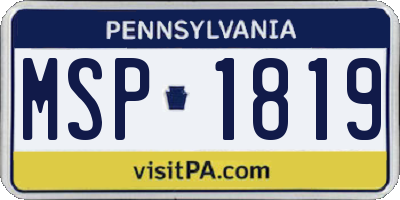 PA license plate MSP1819