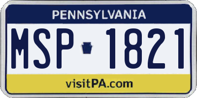 PA license plate MSP1821
