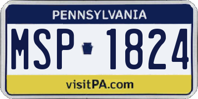 PA license plate MSP1824